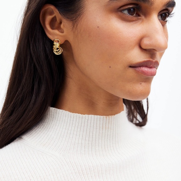New MADEWELL Multi-Ring Statement Stud Earrings in Vintage Gold $42 NT413 - Picture 2 of 3